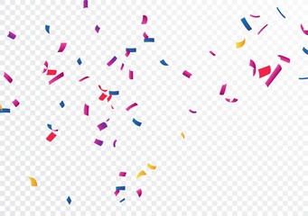 Colorful confetti, isolated on transparent background