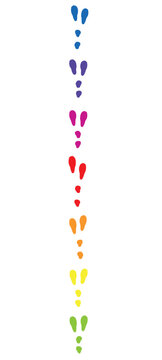 Easter rabbit tracks. Colored footprints from egg dyeing - isolated vector illustration on white background.