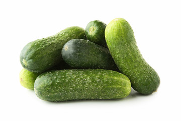 Fresh cucumbers isolated on white background