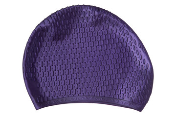 lilac cap for swimming from rubber or silicone, on a white background