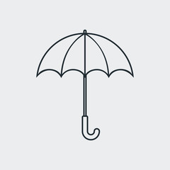 Icono plano linea paraguas en fondo gris