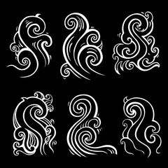 Fototapeta premium Ocean waves set isolated on white background, vector illustration