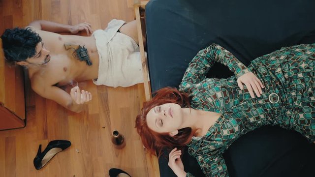 Drug Addict lovers In a room:drug, addiction,misery