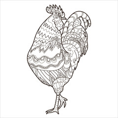 Rooster, farm animal, coloring, coloring illustration