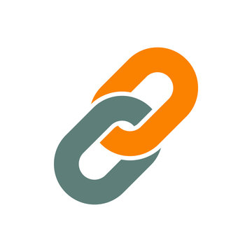 Icono plano cadena en gris y naranja