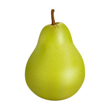 Green pear isolated on white background. Ripe fruit.