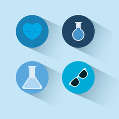 Icon set of medical service concept over blue circles and  background, colorful design vector illustration