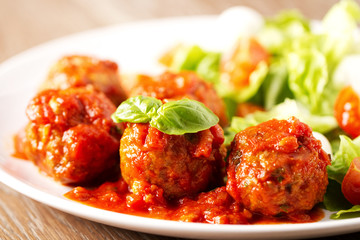 Meatballs with salad