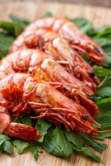 Grilled prawns with rocket salad