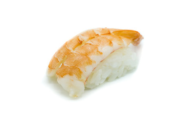 Nigiri Sushi Nigiri-Sushi Garnele isoliert freigestellt auf weißen Hintergrund