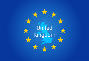 EU - European Union flag and Map of United Kingdom. vector