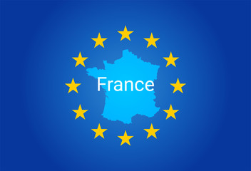 EU - European Union flag and Map of France. vector