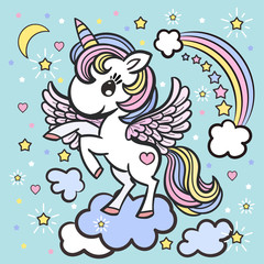 A small, cute cartoon unicorn. Illustration for your design © Zerlina