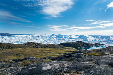 Icebergs are everywhere. Ilulissat fjord in Greenland