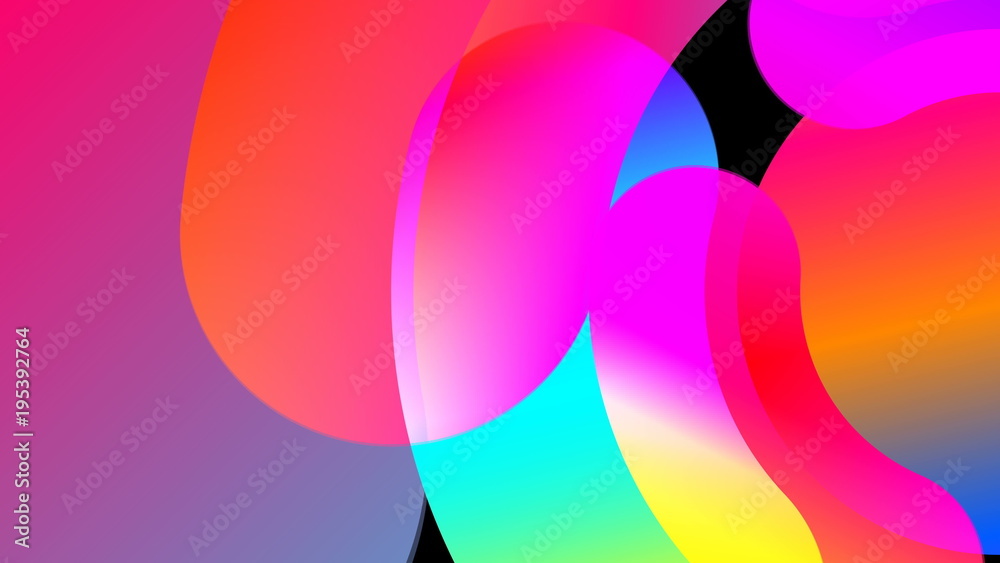 Poster abstraction with round colorful elements, 3d rendering background, computer generating