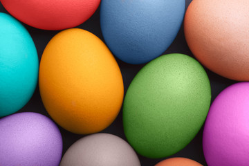 Fototapeta na wymiar Top view of colorful Easter eggs