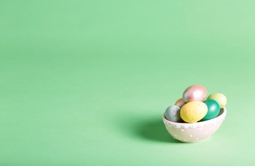 Easter holiday theme with painted ornamental eggs