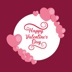 Happy valentines day design with decorative frame over red background, colorful design vector illustration