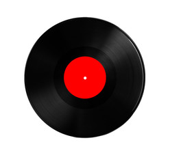 red vinyl record on white background