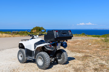 Quad parked on coast of Zakynthos island. Greece.