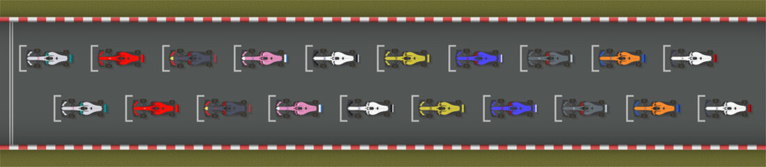 Starting Grid Formation of Race Cars