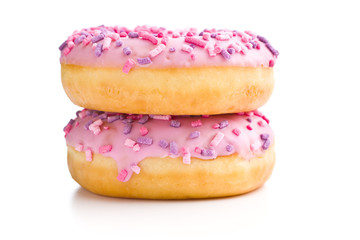 Two pink donuts.