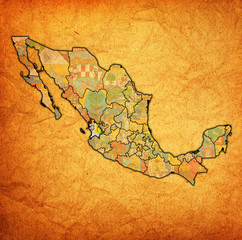 Nayarit on administration map of Mexico