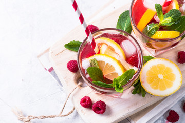 Raspberry lemonade.  Iced summer drink.