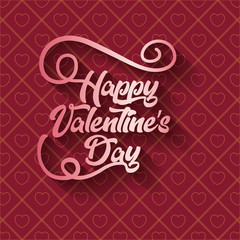 Fototapeta na wymiar Happy valentines day design with decorative frame over red background, colorful design vector illustration