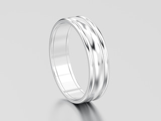 3D illustration white gold or silver  matching couples wedding ring bands