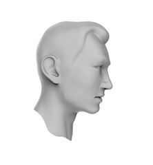 3d render of a gray male head. Isolated on white