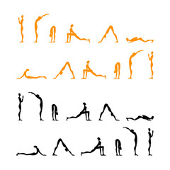 Yoga infographics, Surya Namaskar set, Salutation the Sun