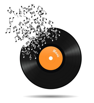 recommend clip art: Abstract vinyl record with notes