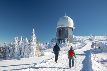 Winterwanderer am Grossen Arber im Bayerischen Wald
