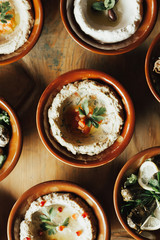 Lebanon cuisine. Traditional meze lunch