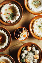 Lebanon cuisine. Traditional meze lunch