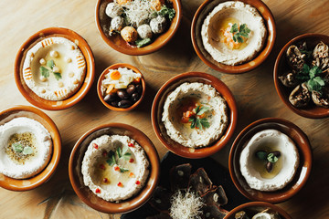 Lebanon cuisine. Traditional meze lunch
