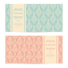 Vector set of vintage ornamental templates with pattern and frame Elegant wedding invitation,greeting card,banner,packaging design