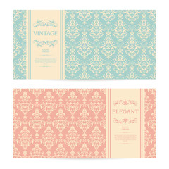 Vector set of vintage ornamental templates with pattern and frame Elegant wedding invitation,greeting card,banner,packaging design
