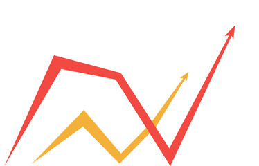 red and yellow graphics with arrows on white background