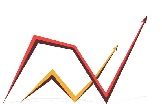 red and yellow graphics with arrows on white background