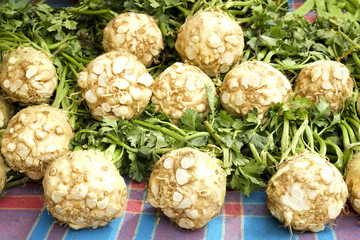 Spring summer detox fruit vegetable diet. Close up of harvest pile. Supermarket stand of clean and shiny vegetables / fruits assortment. Healthy eating concept.