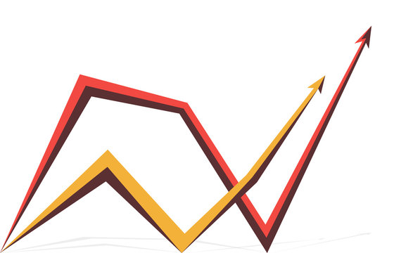 red and yellow graphics with arrows on white background