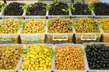 Spring summer detox fruit vegetable diet. Close up of harvest pile. Supermarket stand of clean and shiny vegetables / fruits assortment. Healthy eating concept.