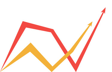 red and yellow graphics with arrows on white background