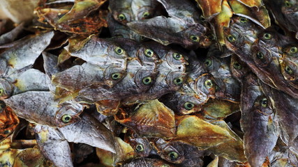 Danggit or rabbitfish prepared as daing or dried fish. Bacolod-Philippines. 0275