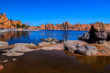 Fototapeta na wymiar I captured this image on a beautiful day at Watson Lake in the Granite Dells of Prescott, Arizona.