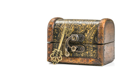 chest and key on a white background