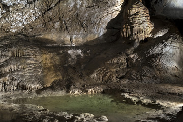 Naklejka na ściany i meble Underground lake in the Demanovska Cave of Liberty