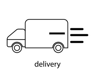 Flat vector illustration icons for business site and for logistics fast express truck